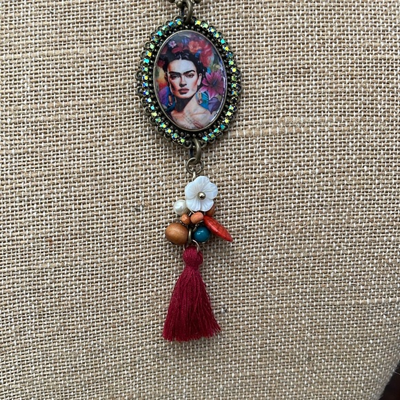 Freida Resin Cabochon handmade pendant with ball chain 22” - Picture 3 of 9